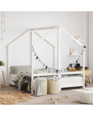 Cadre de lit pour enfant blanc 2x(70x140) cm bois de pin massif | Mobilier & Déco