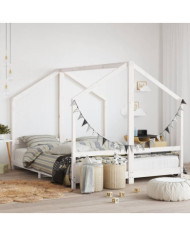 Cadre de lit d'enfant blanc 2x(80x200) cm bois de pin massif | Mobilier & Déco