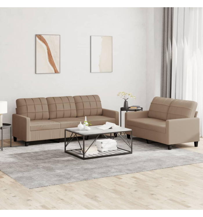Ensemble de canapés 2 pcs avec coussins Cappuccino Similicuir | Mobilier & Déco