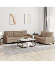 Ensemble de canapés 2 pcs avec coussins Cappuccino Similicuir | Mobilier & Déco