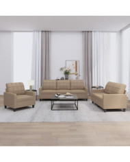 Ensemble de canapés 3 pcs avec coussins Cappuccino Similicuir | Mobilier & Déco