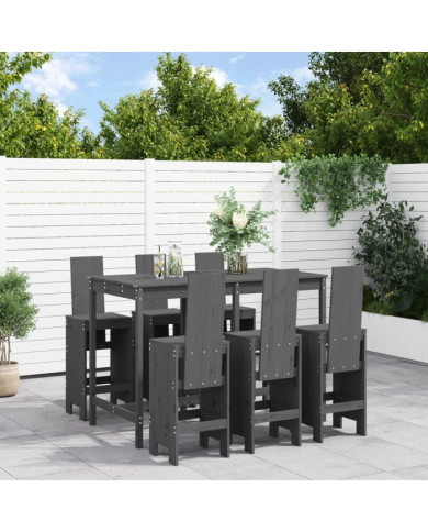 Ensemble de bar de jardin 7 pcs gris bois de pin massif | Mobilier & Déco