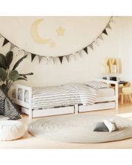 Cadre de lit d'enfants tiroirs blanc 90x190 cm bois pin massif | Mobilier & Déco