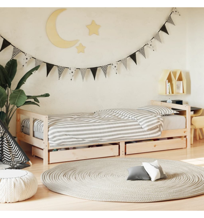 Cadre de lit pour enfants gris 80x200 cm bois de pin massif | Mobilier & Déco