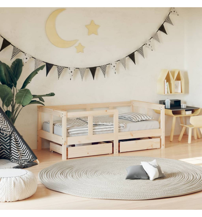 Cadre de lit enfant avec tiroirs 70x140 cm bois de pin massif | Mobilier & Déco