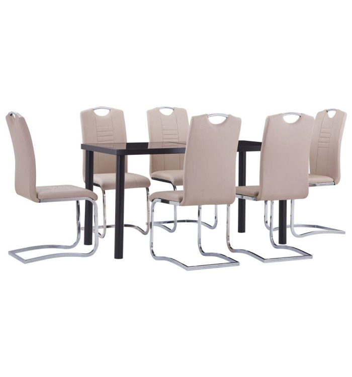 Ensemble de salle à manger 7 pcs Similicuir Cappuccino | Mobilier & Déco