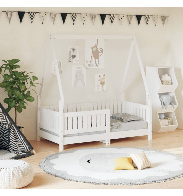 Cadre de lit pour enfant blanc 70x140 cm bois de pin massif | Mobilier & Déco