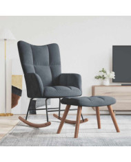 Chaise à bascule avec repose-pied Gris foncé Velours | Mobilier & Déco