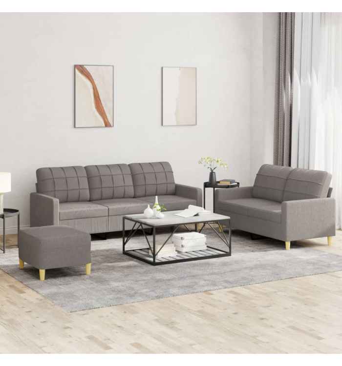 Ensemble de canapés 3 pcs avec coussins Taupe Tissu | Mobilier & Déco