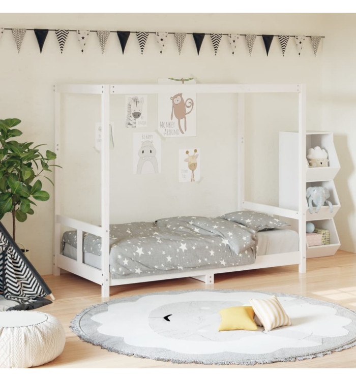 Cadre de lit pour enfant blanc 80x160 cm bois de pin massif | Mobilier & Déco