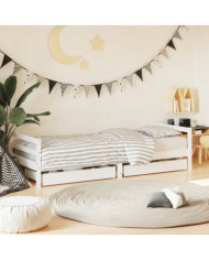 Cadre de lit enfant tiroirs blanc 90x200 cm bois de pin massif | Mobilier & Déco