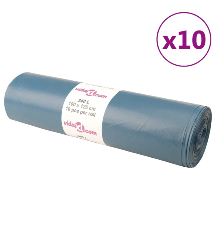 Sacs poubelles 100 pcs bleu 240 L | Mobilier & Déco