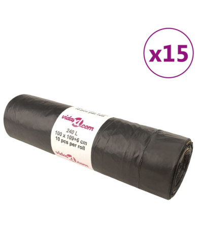 Sacs poubelles avec cordons 150 pcs noir 240 L | Mobilier & Déco