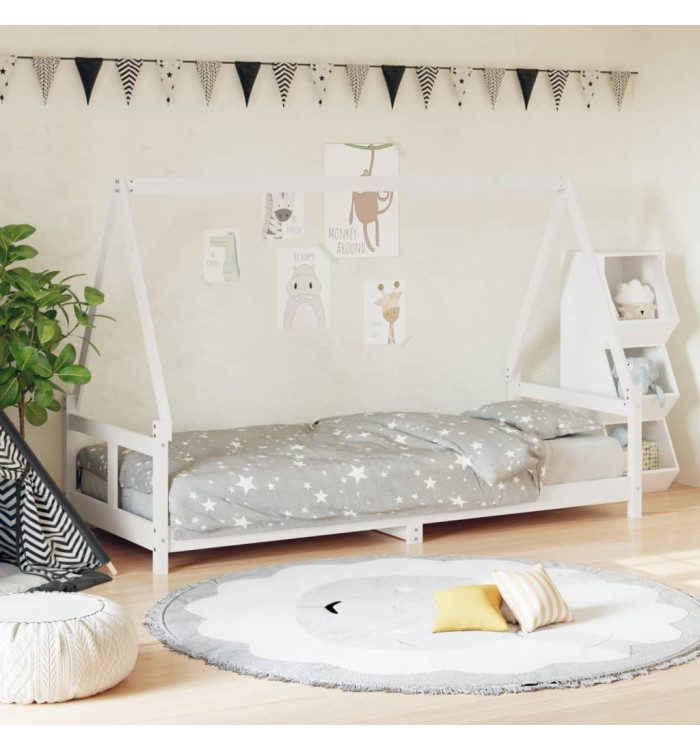 Cadre de lit pour enfants blanc 80x200 cm bois de pin massif | Mobilier & Déco
