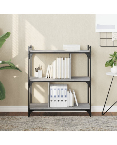Bibliothèque 3 niveaux sonoma gris 76x32x88cm bois d'ingénierie | Mobilier & Déco