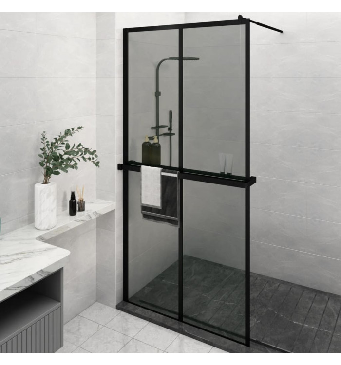 Paroi de douche avec étagère Noir 118x190cm Verre ESGetAluminium | Mobilier & Déco