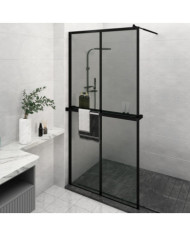 Paroi de douche avec étagère Noir 118x190cm Verre ESGetAluminium | Mobilier & Déco