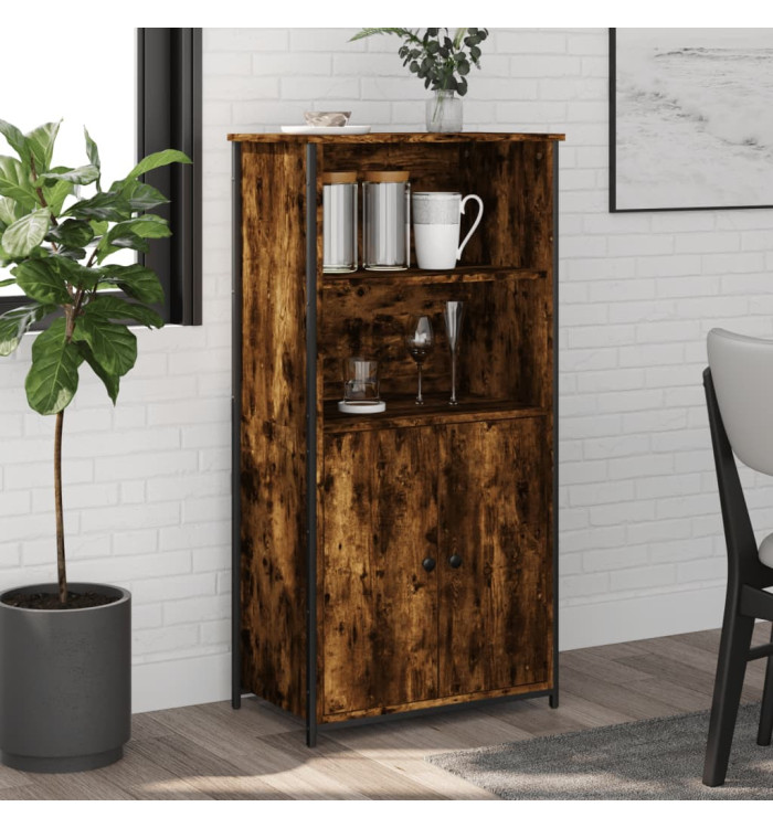 Buffet haut chêne fumé 62x36x121,5 cm bois d'ingénierie | Mobilier & Déco