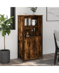 Buffet haut chêne fumé 62x36x121,5 cm bois d'ingénierie | Mobilier & Déco