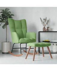 Chaise à bascule avec repose-pied Vert clair Velours | Mobilier & Déco