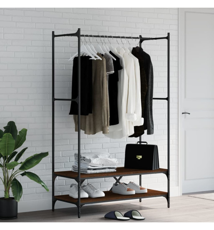 Porte-vêtements avec étagères chêne marron bois d'ingénierie | Mobilier & Déco