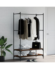 Porte-vêtements avec étagères chêne marron bois d'ingénierie | Mobilier & Déco