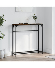 Table console chêne fumé 75x19,5x75 cm bois d'ingénierie | Mobilier & Déco