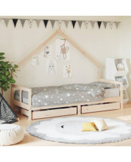 Cadre de lit pour enfants gris 80x200 cm bois de pin massif | Mobilier & Déco