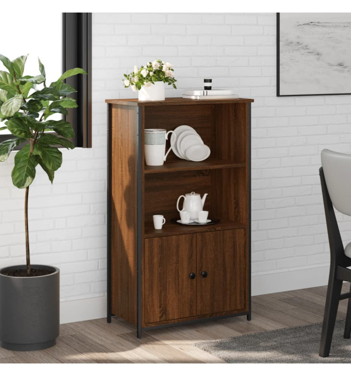 Buffet haut chêne marron 62x32x103,5 cm bois d'ingénierie | Mobilier & Déco