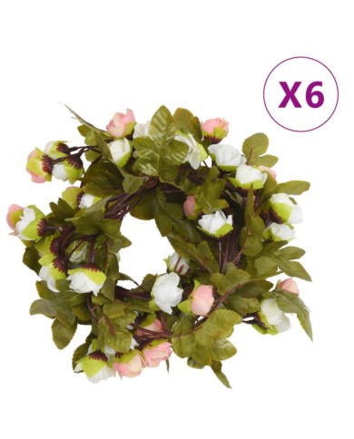 Guirlandes de fleurs de Noël 6 pcs champagne 215 cm | Mobilier & Déco