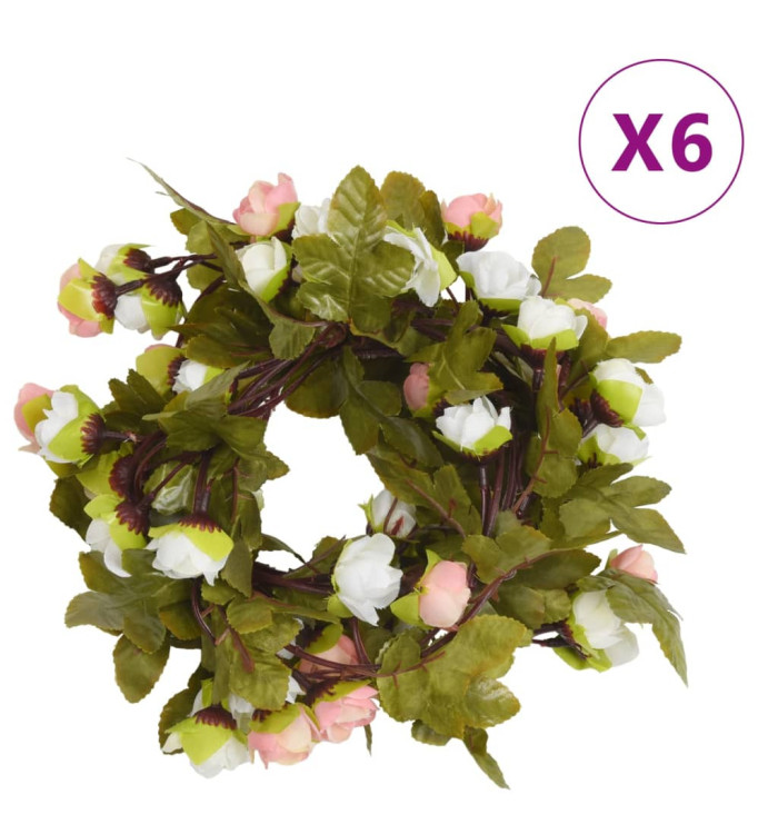 Guirlandes de fleurs de Noël 6 pcs champagne 215 cm | Mobilier & Déco