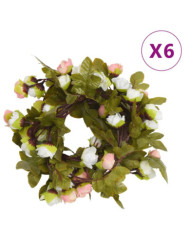 Guirlandes de fleurs de Noël 6 pcs champagne 215 cm | Mobilier & Déco