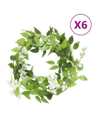 Guirlandes de fleurs de Noël 6 pcs blanc 200 cm | Mobilier & Déco