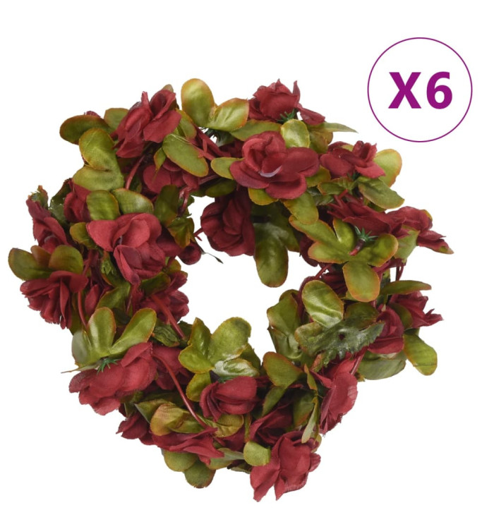 Guirlandes de fleurs de Noël 6 pcs rouge bordeaux 250 cm | Mobilier & Déco