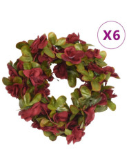 Guirlandes de fleurs de Noël 6 pcs rouge bordeaux 250 cm | Mobilier & Déco