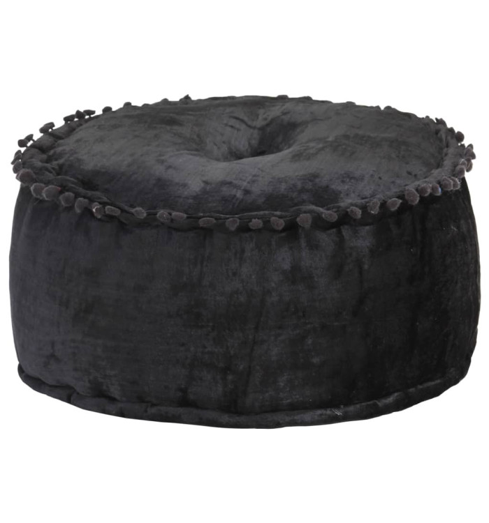 Pouf Rond Velours 40x20 cm Anthracite | Mobilier & Déco