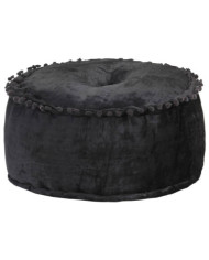 Pouf Rond Velours 40x20 cm Anthracite | Mobilier & Déco