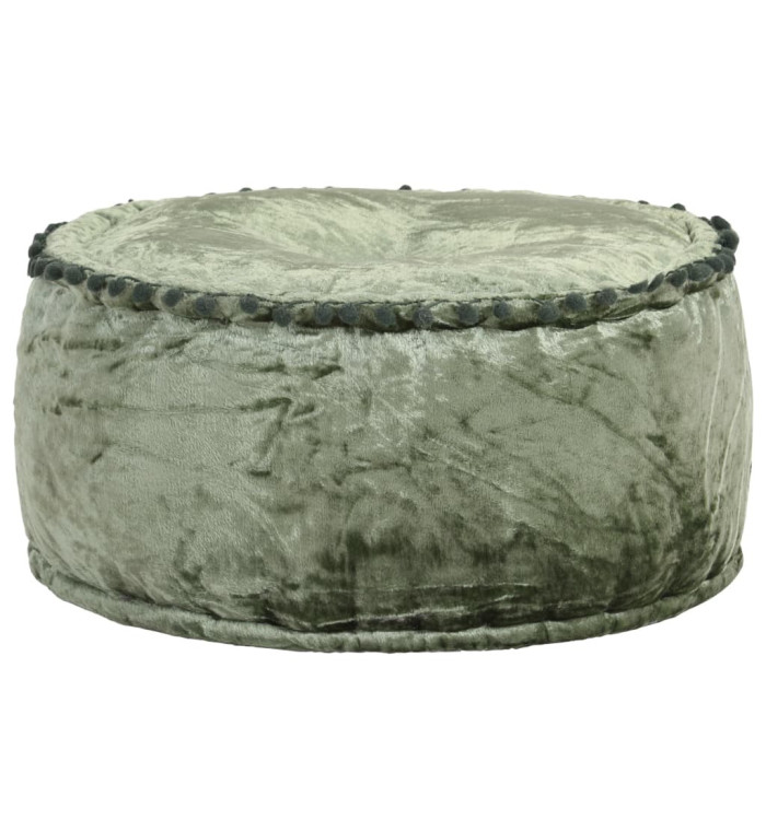 Pouf Rond Velours 40x20 cm Vert | Mobilier & Déco