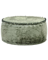 Pouf Rond Velours 40x20 cm Vert | Mobilier & Déco