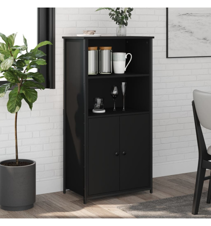 Buffet haut noir 62x36x121,5 cm bois d'ingénierie | Mobilier & Déco
