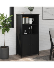 Buffet haut noir 62x36x121,5 cm bois d'ingénierie | Mobilier & Déco