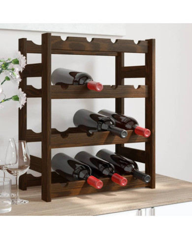 Casier à bouteilles pour 16 bouteilles marron bois pin solide | Mobilier & Déco