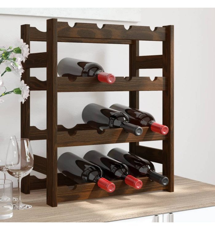 Casier à bouteilles pour 16 bouteilles marron bois pin solide | Mobilier & Déco