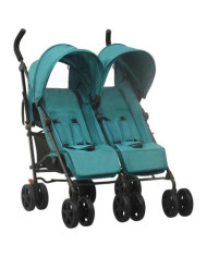 Poussette à deux places Vert Acier | Mobilier & Déco