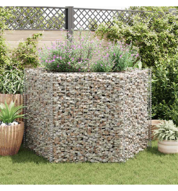 Lit surélevé à gabion hexagonale 160x140x100 cm | Mobilier & Déco