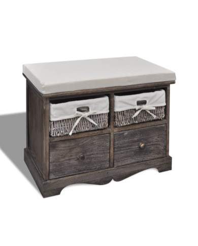 Banc de rangement Marron 62x33x42 cm Bois de paulownia | Mobilier & Déco