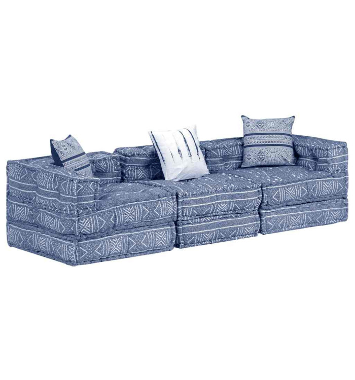 Pouf modulaire à 3 places Indigo Tissu | Mobilier & Déco