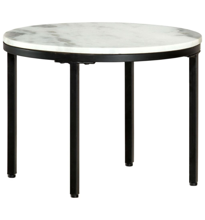 Table basse Blanc et noir Ø50 cm Marbre solide véritable | Mobilier & Déco