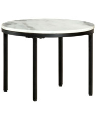 Table basse Blanc et noir Ø50 cm Marbre solide véritable | Mobilier & Déco