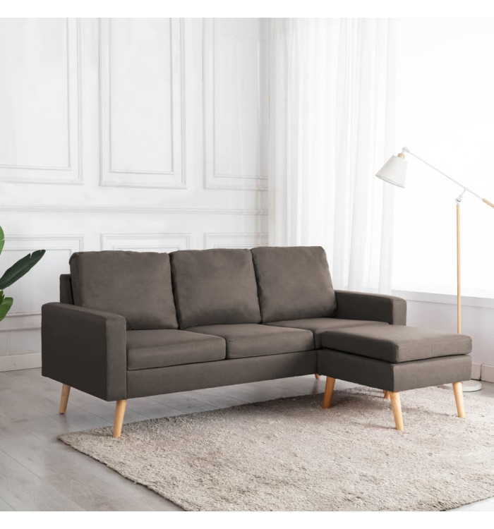 Canapé à 3 places avec repose-pied Taupe Tissu | Mobilier & Déco